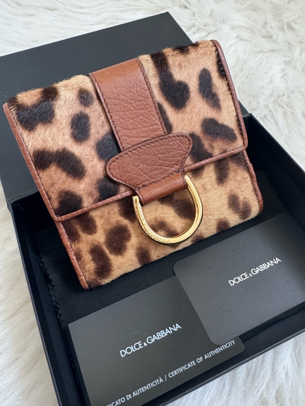 Dolce&gabbana leopard calf hair leather wallet